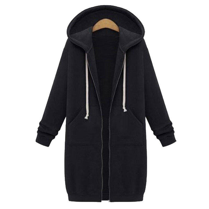 Long Oversized Hoodies Women Autumn Winter Sweatshirt Women Zipper Women Hoodies Outerwear Pockets Sudaderas Mujer Sweat Femme