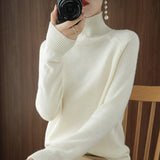 Turtleneck Pullover Fall/winter Cashmere Sweater Women Pure Color Casual Long-sleeved Loose Pullover Bottoming Women&#39;s