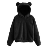 Fluffy hoodies Women kawaii Sweatshirt cute bear ear cap Autumn Winter Warm pullover Long Sleeve outwear Fleece coat moletom new