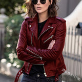 Ladies Coat Dark Academia Spring Autumn Zipper Motorcycle Jacket Women Short Faux Leather Jacket Black Red Leather Jacket