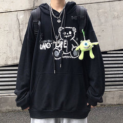 Street ladies pullover smiley print hoodie oversized Harajuku style hooded plus size winter couple sweatshirt ladies