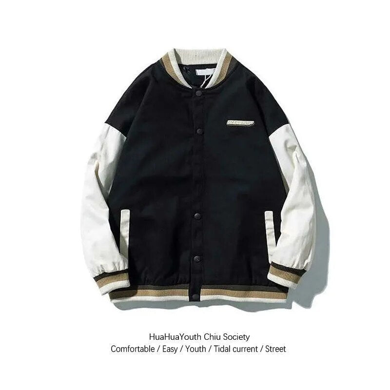 Women jacket coat Hip Hop Furry Bone Patchwork Color Block Jackets Ms Harajuku Streetwear Bomber garb Baseball Coats Unisex