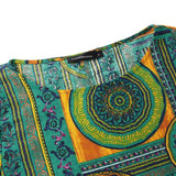 Women Summer Dress Bohemian Printed O-neck Vestidos Kaftan Robe Longue 3/4 Sleeves Casual Loose Party Maxi Dresses