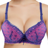 Push Up Padded Bras for Women Lace Plus Size Bra Add Two Cup Gather Together Underwire Brassiere B C Cup 38 40 42 44