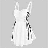 Pbong  mid size graduation outfit romantic style teen swag clean girl ideas 90s latina aestheticSummer Sexy Dress Women Open Back and Thin Temperament Sling Fashion Solid Color Drawstring High Waist V-neck Dresses