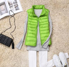 New Autumn Women Ultra Light Down Vest White Duck Down Coat Parka Ladies Sleeveless Waistcoat Plus Size 3XL