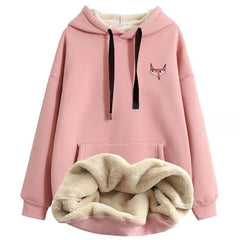 Jacket women solid color hoodies autumn winter imitation lamb wool korean loose plus velvet thick zipper sweatshirt tops