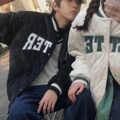 Winter Student Quilted Baseball Uniform Jacket Women Jackets Harajuku Style Loose Padded Couple Padded Tops Female Trend Coat