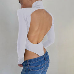 Sexy Backless Bodysuits Turtleneck Elegant Club Party Women&#39;s Tops One Piece Outfit High Waist Bodysuit Rompers