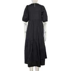 Pbong  mid size graduation outfit romantic style teen swag clean girl ideas 90s latina aestheticFandy Lokar Solid O Neck Dresses Women Fashion Asymmetrical Dress Women Elegant Poplin Dresses Female Ladies HW