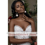 African Sweetheart Mermaid Wedding Dress New Strapless Lace Beaded Wedding Gowns Applique Bridal Dress