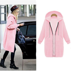 Long Oversized Hoodies Women Autumn Winter Sweatshirt Women Zipper Women Hoodies Outerwear Pockets Sudaderas Mujer Sweat Femme