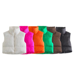 Spring Casual Woman Black Loose Short Vest Female Fashion Oversized  Solid Color Tank Ladies Basic Warm Sleeveless Jacket