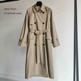 UK Brand new Fashion Fall /Autumn Casual Double breasted Simple Classic Long Trench coat with belt Chic Female windbreaker