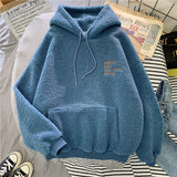 New Autumn Winter Thick Warm Coat Velvet Cashmere Women Hoody Sweatshirt Solid Blue Pullover Casual Tops Lady Loose Long Sleeve