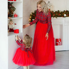 New Year Family Matching Clothes Christmas Mother Daughter Dresses Mommy And Me Plaid Mom Dress Kids Child Outfit Autumn