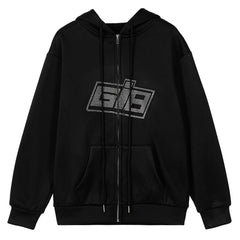 Oversized Butterfly Graphic Rhinestone Zip Up Hoodies Y2K Fashion E-girl 90s Streetwear Diamond Grey Long Jacket Autumn