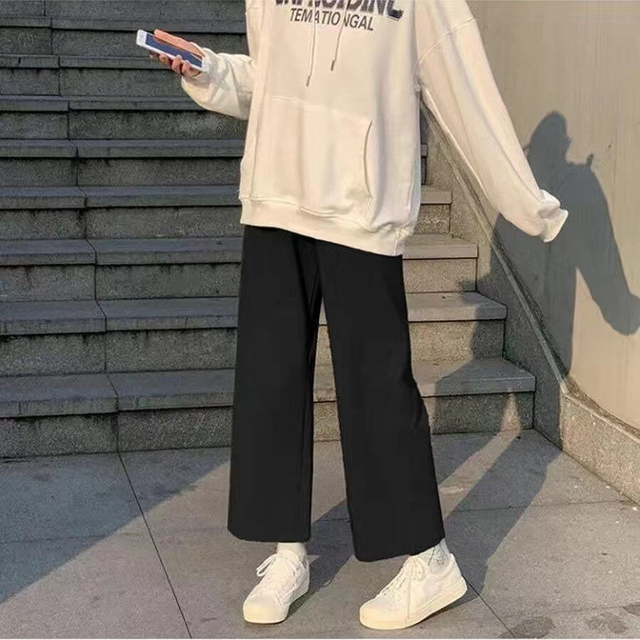 Graffiti jeans men's trendy brand loose straight Korean version of the trend of oversized overalls nine points on the sweatpants