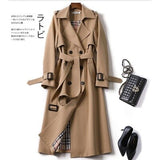 Spring Autumn Trench coat Women Fashion Double Breasted Belt Long Trench coat Plus size Windbreaker Lady British style Outerwear