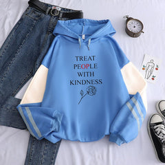 New contrast color pullover thick loose women's hoodie clothes fleece Harajuku top letter printing sweatshirt ladies