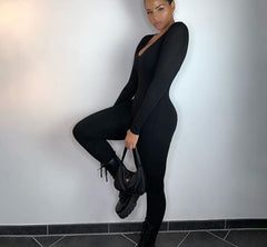 Basic Bodycon Jumpsuit For Women‘s Clothing Casual Brown Fitness Rompers Y2K Playsuit Activity Streetwear Overalls