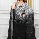 Pbong  mid size graduation outfit romantic style teen swag clean girl ideas 90s latina aesthetic new women elegant top quality evening party cloak long dress sexy sheath gradient sequined evening dress