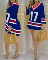 Women Plain Bell Sleeve V-Neck Long Casual Loose Top & Shorts Set Casual Summer Solid Streetewar Suit Sets