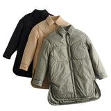 Spring Casual Woman Loose Long Basic Pocket Shirt Coats Female Fashion Oversized Light Jacket Ladies Solid Color Outwear