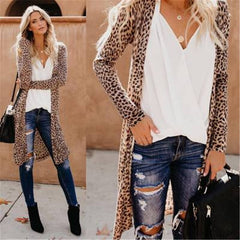 Spring Autumn Casual Women's Long Cardigan Jacket European and American Long Fashion Striped Camouflage Print  Casual Jacket
