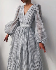 Pbong mid size graduation outfit romantic style teen swag clean girl ideas 90s latina aestheticSashes Transparent Sexy Polka Dot Dress Chiffon Women Deep V Neck Vintage Mesh Organza Elegant Summer Female Casual Long Clothes