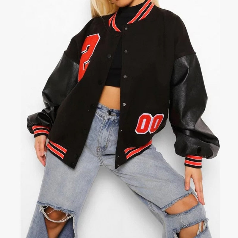 Spring And Autumn Vibe Style Baseball Uniform New Bomber Jacket For Women Fashion Retro Clothes Streetwear Oversized Coat