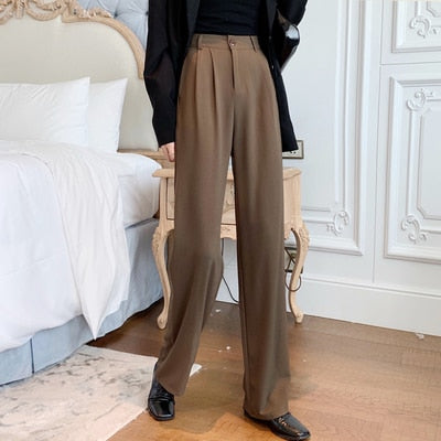 Spring Long Pants For Women High Waist Summer Fashion Elegant Casual Office Lady Straight Trouser