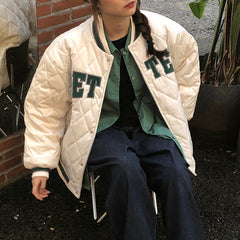 Winter Student Quilted Baseball Uniform Jacket Women Jackets Harajuku Style Loose Padded Couple Padded Tops Female Trend Coat