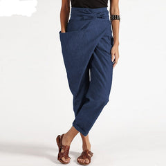 Fashion Pantalon Casual Long Palazzo Women's Harem Pants  Woman Big Pockets Side Zipper Trousers Plus Size Turnip 5XL
