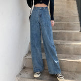 Fashion ladies jeans high waist three-color loose jeans street style high waist jeans wide feet retro high quality pants