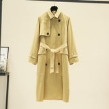 UK Brand new Fashion Fall /Autumn Casual Double breasted Simple Classic Long Trench coat with belt Chic Female windbreaker