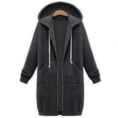 Long Oversized Hoodies Women Autumn Winter Sweatshirt Women Zipper Women Hoodies Outerwear Pockets Sudaderas Mujer Sweat Femme