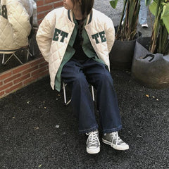 Winter Student Quilted Baseball Uniform Jacket Women Jackets Harajuku Style Loose Padded Couple Padded Tops Female Trend Coat