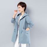 New Autumn Women's Jacket Long Coat Loose Hooded Jacket Casual Female Windbreaker Basic Jackets Outwear Plus Size 5XL