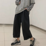 Women Pants Student Loose Ins Straight Korean Style Wide Leg Trousers Simple  Retro Kpop Ulzzang Oversize Harajuku Leisure Daily