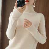 Turtleneck Pullover Fall/winter Cashmere Sweater Women Pure Color Casual Long-sleeved Loose Pullover Bottoming Women&#39;s
