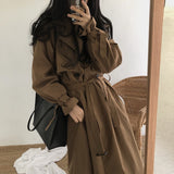 Chic Women Trench Coat Casual Women's Long Outerwear Loose Overcoat Autumn Winter Fashion Double-breasted Windbreaker Femme