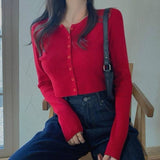 Sweet Korean style All-match Sweater Coat Students Chic Womens Cardigan Women V-neck Cartoon Embroidery Kawaii Harajuku Lovely
