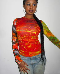 Y2K Fashion Sexy Slim-Fit T-Shirt Short Tie-Dye Print Street Style Top For Women Going Out Party Night Clubwear