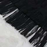 Women Fringe Bodycon Pencil Skirts Black Tassel High Waist Stretch Sheath Midi Length Ladies Slim Elegant Saias faldas Big Size Pbong  mid size graduation outfit romantic style teen swag clean girl ideas 90s latina aesthetic