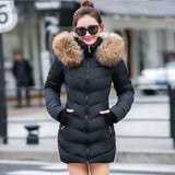 Fashion Winter Jacket Women Big Fur Belt Hooded Thick Down Parkas X-Long Female Jacket Coat Slim Warm Winter Outwear New