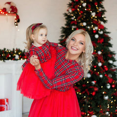 New Year Family Matching Clothes Christmas Mother Daughter Dresses Mommy And Me Plaid Mom Dress Kids Child Outfit Autumn