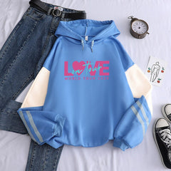 New contrast color pullover thick loose women's hoodie clothes fleece Harajuku top letter printing sweatshirt ladies