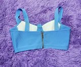Pbong High quality Blue Two Pieces Set Bodycon Rayon Bandage Set Evening Party Sexy Fashion Outfit