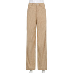 ALLNeon Indie Aesthetics Solid Corduroy Wide Leg Pants Y2K Fashion High Waist Baggy Pants Vintage 90s Streetwear Brown Trousers
